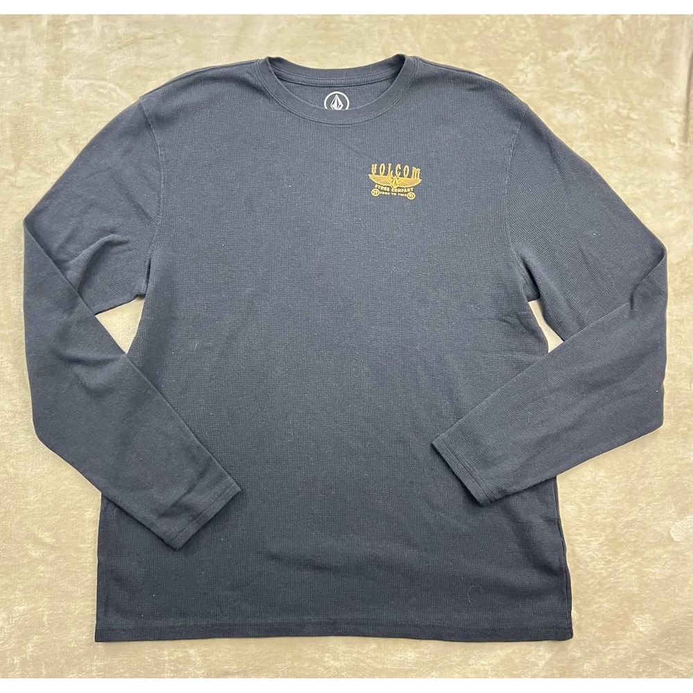Volcom Stone Company Mens XL Long Sleeve Waffle Knit Thermal Shirt Gray